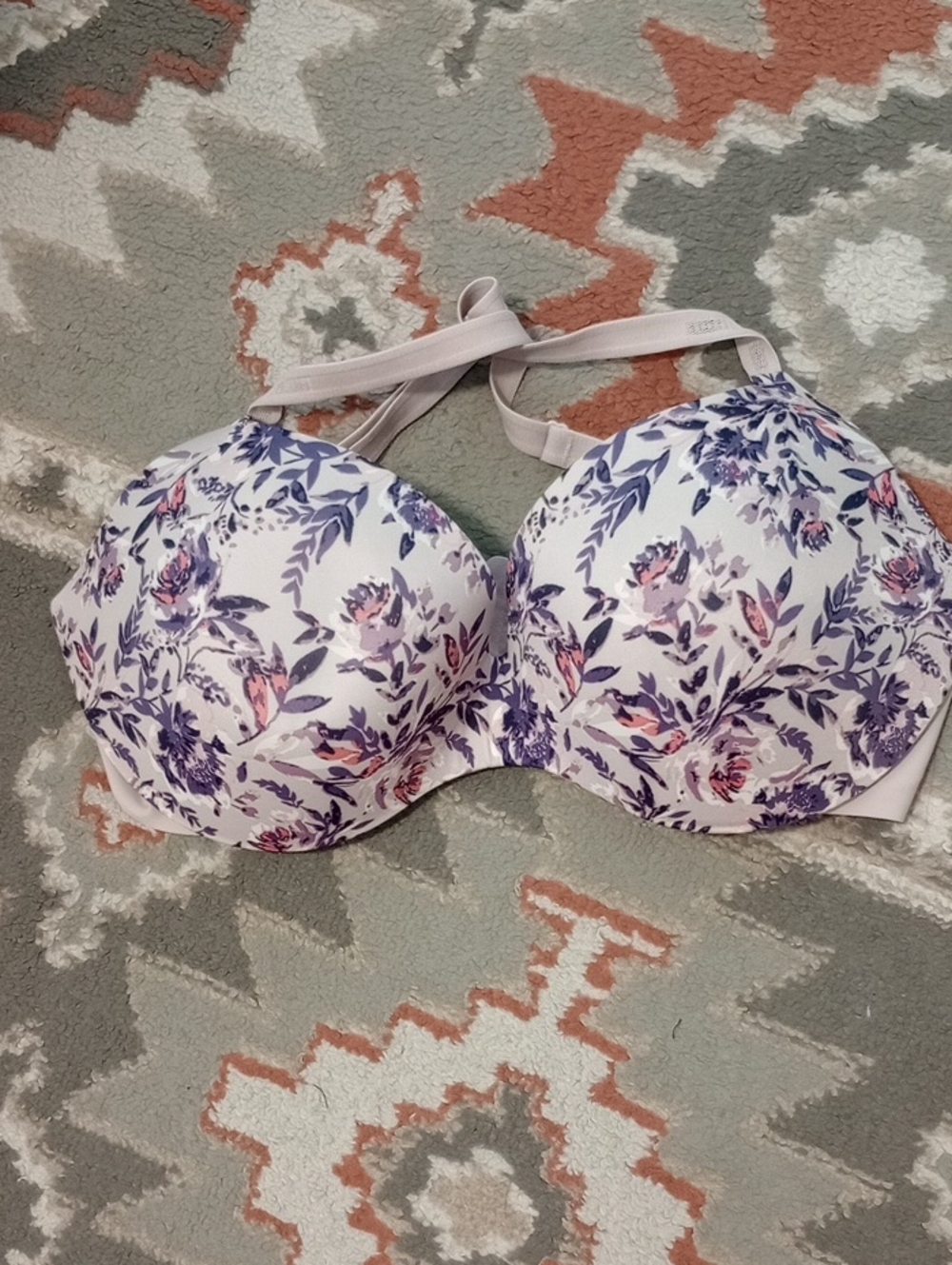Maidenform Lavender T-Shirt Bra with Purple & Pink Floral Print
